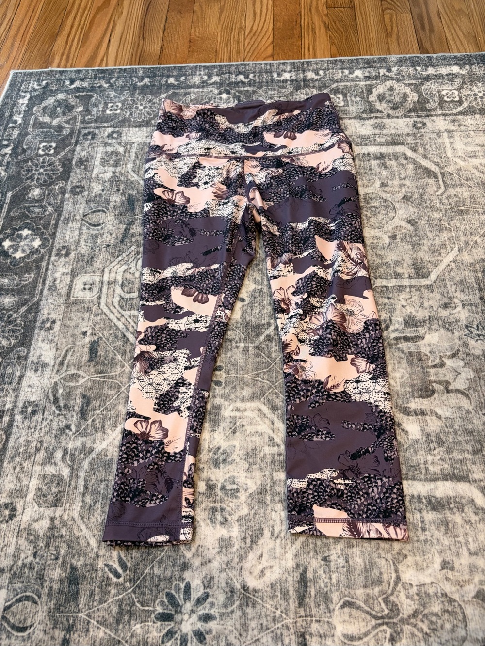 Reebok Pink and Purple Floral-Print Active Leggings